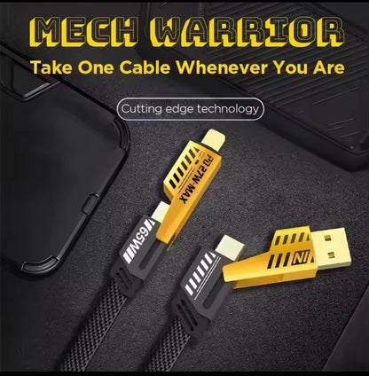 AeroXonic Universal 2-in-2 Dual USB Fast Charging Cable, USB-A & USB-C to Lightning & Type-C (60W PD, 1m/3ft). Charge everything, everywhere - one cable for all your devices.