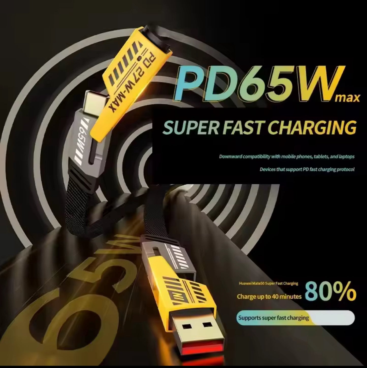 AeroXonic Universal 2-in-2 Dual USB Fast Charging Cable, USB-A & USB-C to Lightning & Type-C (60W PD, 1m/3ft). Charge everything, everywhere - one cable for all your devices.