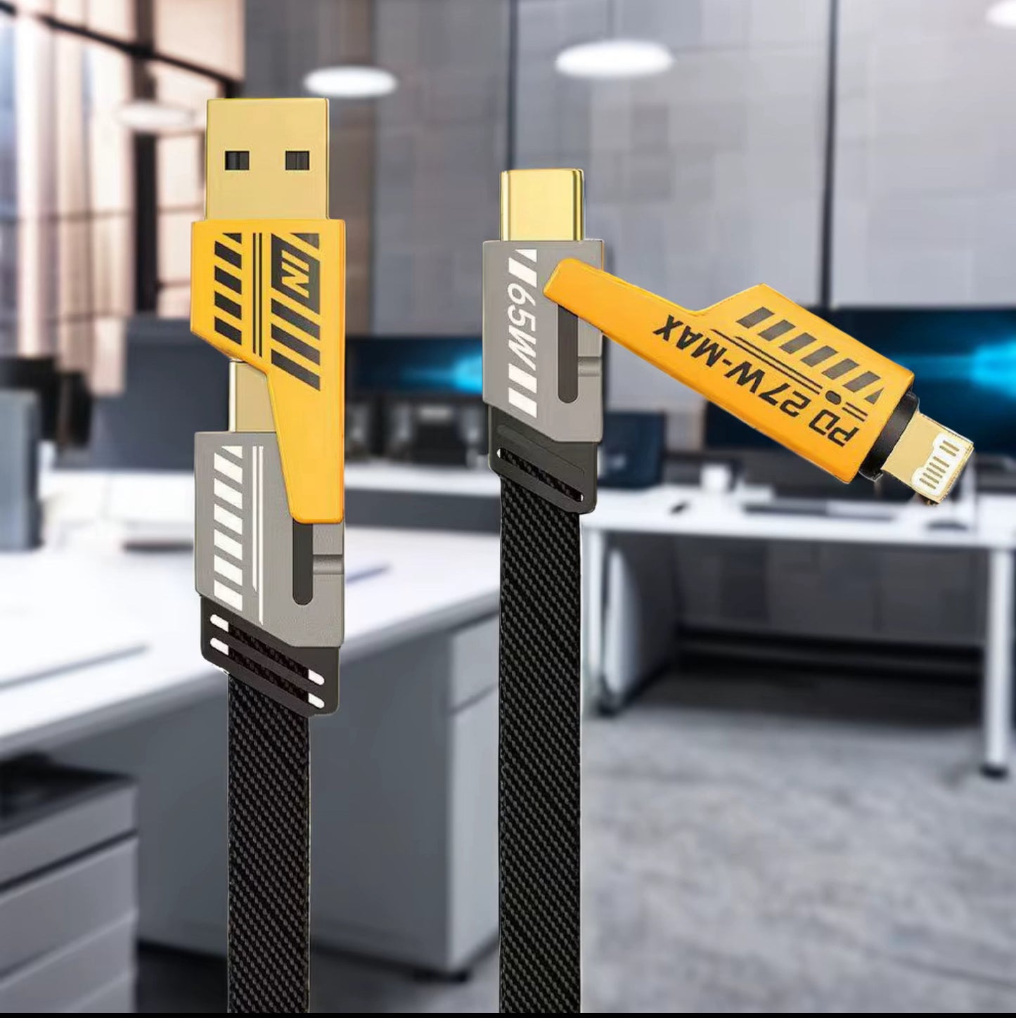 AeroXonic Universal 2-in-2 Dual USB Fast Charging Cable, USB-A & USB-C to Lightning & Type-C (60W PD, 1m/3ft). Charge everything, everywhere - one cable for all your devices.