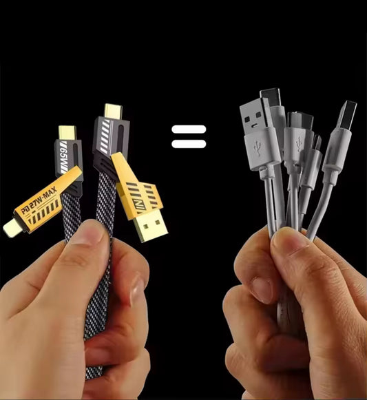 AeroXonic Universal 2-in-2 Dual USB Fast Charging Cable, USB-A & USB-C to Lightning & Type-C (60W PD, 1m/3ft). Charge everything, everywhere - one cable for all your devices.