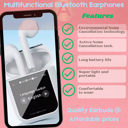 AeroXonic A2 PRO Wireless Earbud, 5.4 Bluetooth, IPX5, Smart Touch Screen