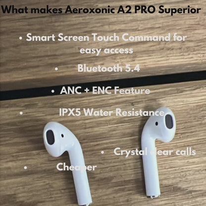 AeroXonic A2 PRO Wireless Earbud, 5.4 Bluetooth, IPX5, Smart Touch Screen